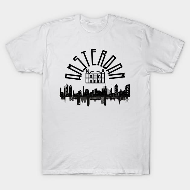 Amsterdam Skyline	,T-shirt, greeting-card, sticker, poster, photographic-print T-Shirt by hasanclgn